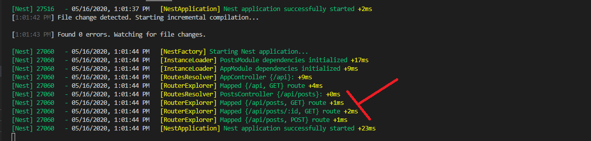 NestJS show routes in terminal when building